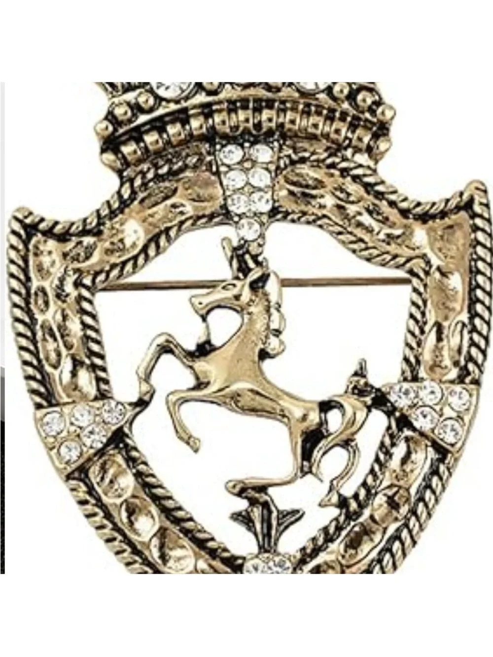 Queen Crown Brooch Retro Crystal Shield Badge Lapel Pin Crown Jeweled